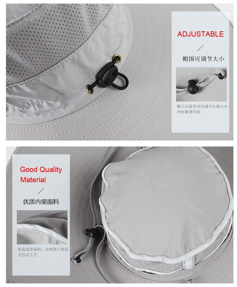 HUAMULAN Men 6" Wide Brim Sun Hat Summer Outdoor Unisex Women Bucket Safari Fishing Hats for Hiking Beach Garden Kayaking - Image 5
